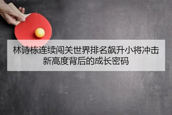 林诗栋连续闯关世界排名飙升小将冲击新高度背后的成长密码